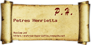 Petres Henrietta névjegykártya